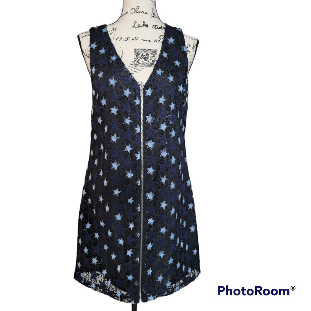 NWT Cupcakes & Cashmere Blue Star Lace Zip Front Dress - Size S